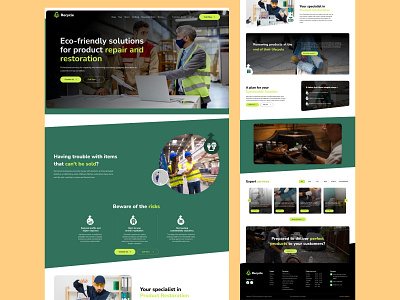 Recycling Product Website UI reclaim recover reprocess repurpose restore reuse salvage upcycle