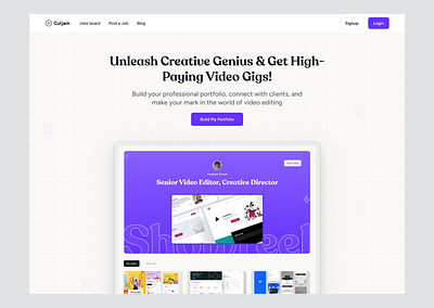 Cutjamn Landing page creation creativity design landingpage portfolio ui ux uxui