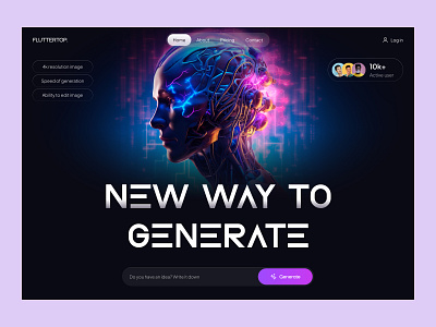 AI Website for Image Generation ai ai generated ai image generation ai images ai ui ai web ai web design ai website ai website design artificial intelligence fluttertop image image generated image generation machine learning text to image web ai web design webdesign website design