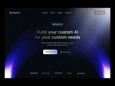 Build ai ai agency ai builder ai building ai chatbot clean clean design clean ui dark mode dark theme dark ui hero section modern design modern ui product design ui ui ux user interface website website design