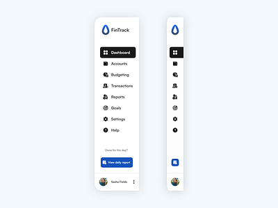 FinTrack Dashboard Side Menu design adobe xd branding dailyui design ui ux