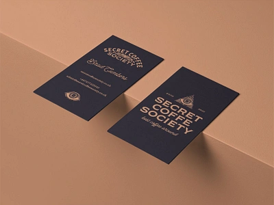 Secret Coffee Society Business Card Mockup brand design brand identity branding branding design business card business cards coffee dark hand drawn identity design logo logo design mock up mockup mystical occult retro van vintage visual identity