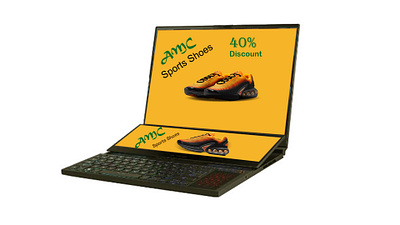 Sports Shoes Advertising on Laptop 3d 3d design adobe photoshop advertising branding creative design design graphic design hd design motion graphics product advertisement product assemble product manipulation ui