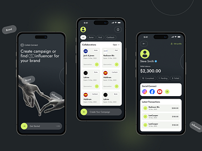 Influencer Collaboration App collaboration app design influencer influencer collaboration app mobile app ui ui design ui ux user interface design ux design
