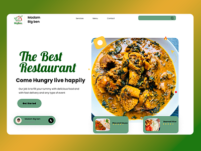 Landing page: Discover Flavorful Delights at Madam Big Ben african food comfort food delicious meals dining experience dinner ideas eat local food food branding food delivery food ie food lovers food menu food photography hungry madam big ben online ordering restaurant design restaurant landing page restaurant website tasty food