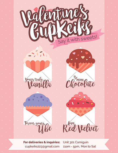 CupKeiks Infographic baking cupcakes cute flat food kawaii pink