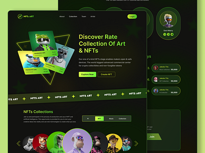 NFT Landing page 3d blockchain clean crypto cryptocurrency dark design eth exchange landing nft saas trend ui uiux ux web web design web3 website