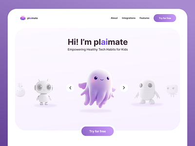 Plaimate Landing Page ai interaction design landing page motion graphics product design ui