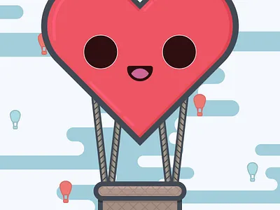 Valentines Hot Air Balloon balloon cute hot air balloon sky valentines
