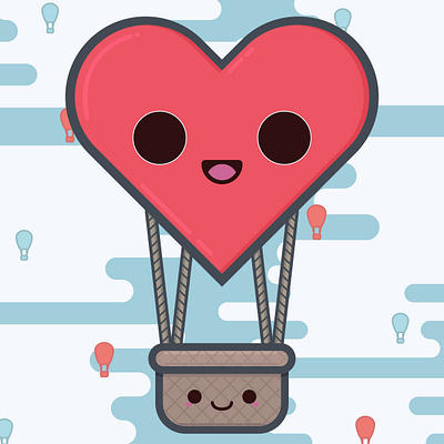 Valentines Hot Air Balloon balloon cute hot air balloon sky valentines