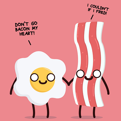 Valentines Bacon and Eggs bacon breakfast cute egg flat food kawaii sweet valentines