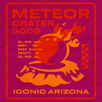 Meteor Crater Design art artifact asteroid asteroid city bazaar crater desert design meteor meteor crater old tshirt old west retro design t shirt crack texture design vintage design wes anderson wild west