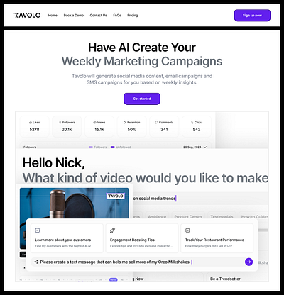 Tavolo - Hero Section ai dashboard design landing page ui web3