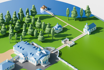 3D Isometry - charity project for the monastery complex 3d 3dexterior 3dillustration 3disometric 3dmotion animation design exterior graphic design illustration interior isometric isometry motion graphics