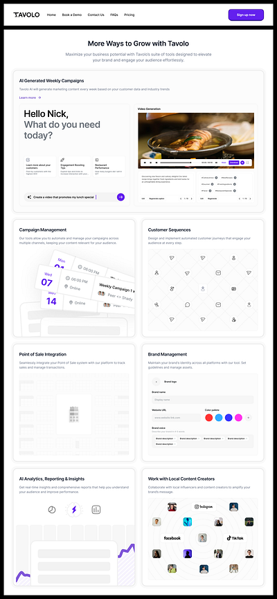 Tavolo ai bento grid dashboard design landing page ui web3