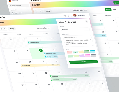 Calendar View calendar dashboard month view new calendar web app web design week view