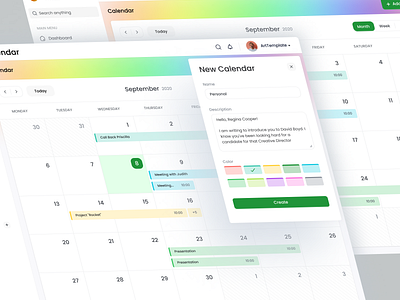 Calendar View calendar dashboard month view new calendar web app web design week view