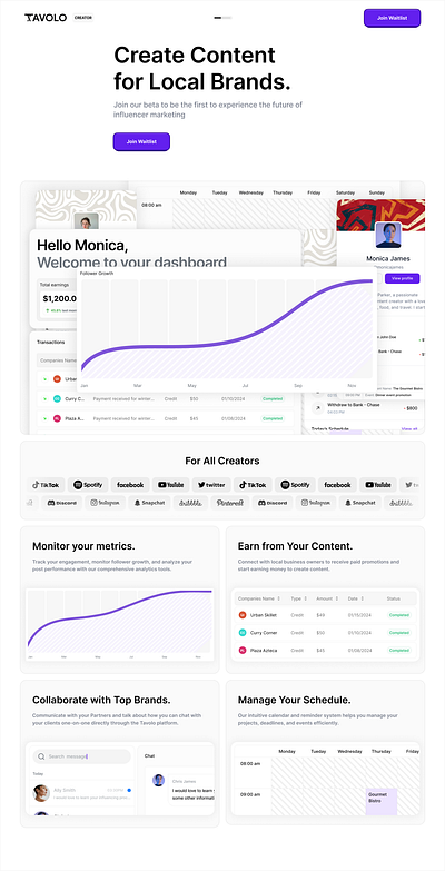 Tavolo - Creator Waitlist page blockchain crypto dashboard design illustration landing page ui web3