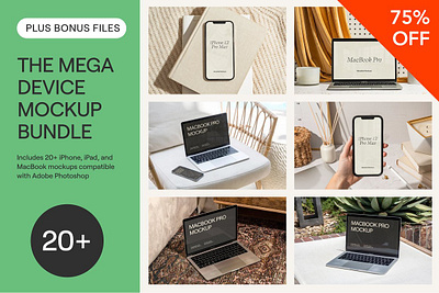 Device Mockup Bundle (20 + Bonuses) branding branding mockup free mockup free mockup bundles ipad mockup iphone mockup iphone mockup bundle macbook mockup mockup psd phone mockup phone mockup bundle realistic mockups social media mockup social media mockups website mockups