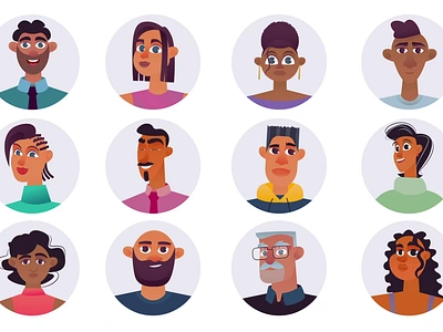 People 2d Character Icons Animation 2d animation avatar set avatars character design character icons emotions envato elements faces flat girl guy icons illustration minimalistic icons people portrait profile icons user icons