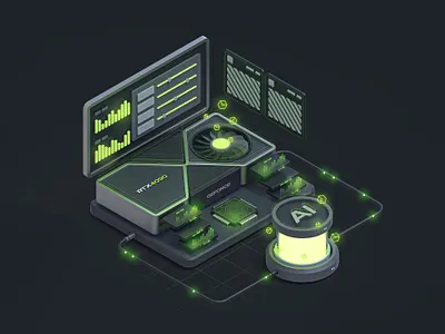 Geforce Ai 3d isometric concept 3d ai ar branding crypto cyber data design digital gpu graphic design illustration isometric render ui web