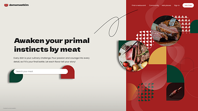 Steak house hero screen first artwork graphic design ui web design