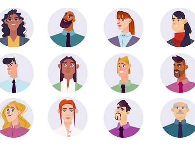 People 2d Character Icons Animation 2d adults animation avatars character icons emotions envato elements expressive characters faces flat grandpa icons illustration man motion people portraits profile icons user icons woman