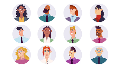 People 2d Character Icons Animation 2d adults animation avatars character icons emotions envato elements expressive characters faces flat grandpa icons illustration man motion people portraits profile icons user icons woman