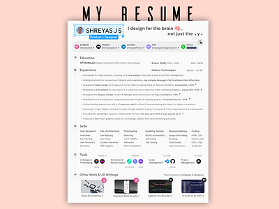 Resume (Non ATS Friendly, Intended for Human Eyes) ats friendly beautiful branding creative custom resume cv design graphic design logo motion graphics non ats friendly personal resume portfolio product design resume self branding tech ui ux visual design