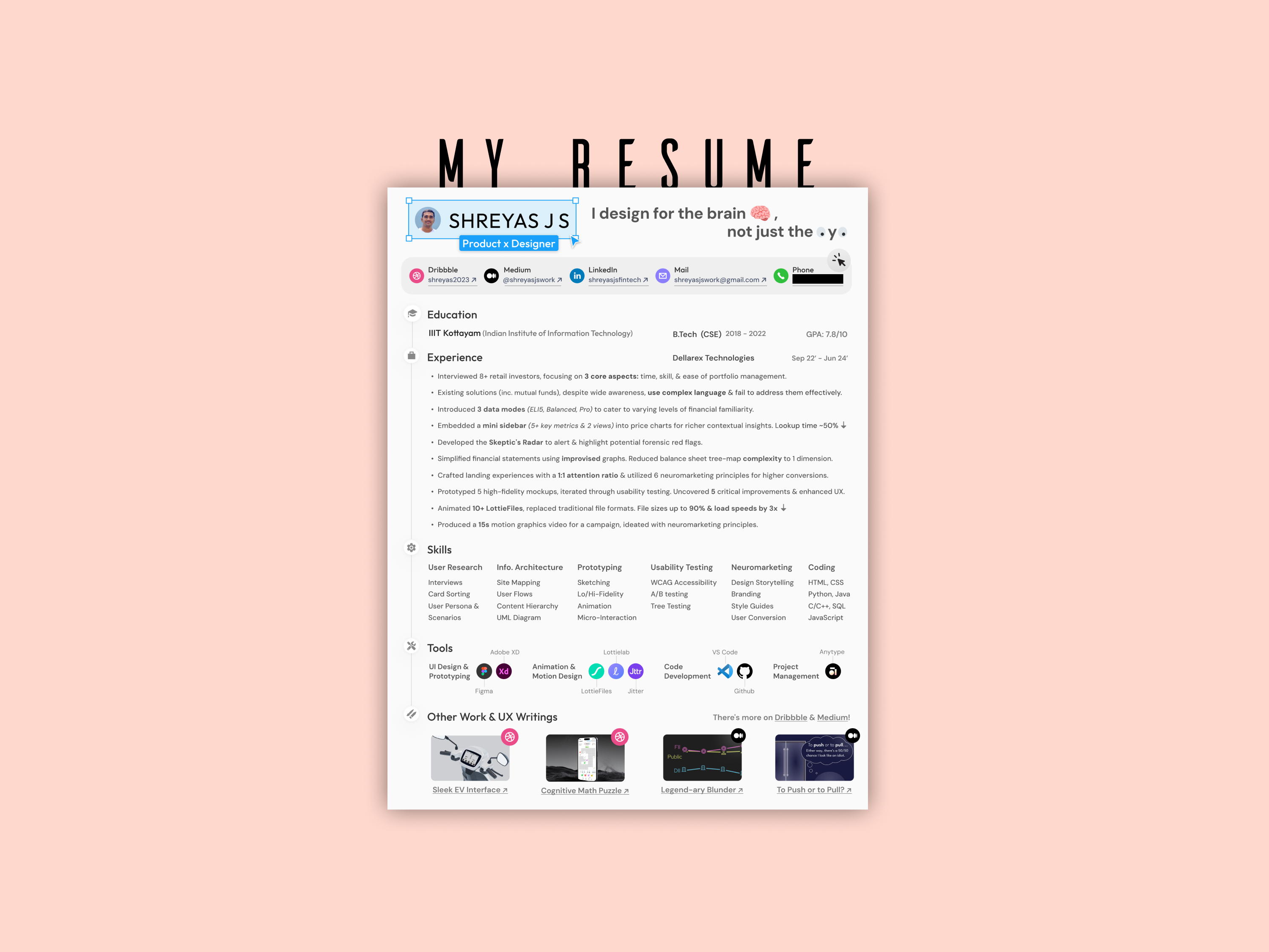 Resume (Non ATS Friendly, Intended for Human Eyes) ats friendly beautiful branding creative custom resume cv design graphic design logo motion graphics non ats friendly personal resume portfolio product design resume self branding tech ui ux visual design