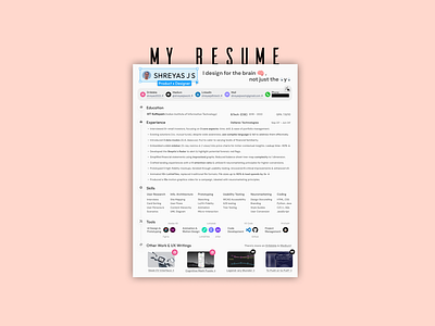 Resume (Non ATS Friendly, Intended for Human Eyes) ats friendly beautiful branding creative custom resume cv design graphic design logo motion graphics non ats friendly personal resume portfolio product design resume self branding tech ui ux visual design