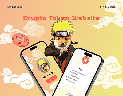 Naruto Inu | Crypto Token Website anime style blockchain character design crypto token landing page meme token naruto inspired responsive design shiba inu uiux design web design