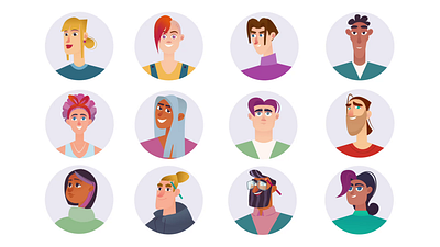 People 2d Character Icons Animation 2d animation avatars cartoon style character icons characters digital characters envato elements flat icon set icons illustration man motion portraits profile icons social avatars user icons woman