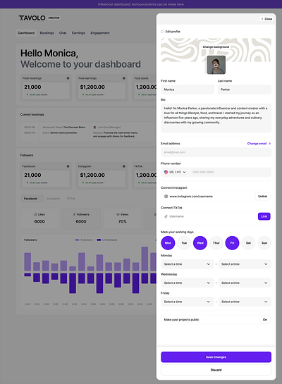 Edit Influencer Dashboard ai blockchain creator crypto dashboard design influencer landing page ui web3