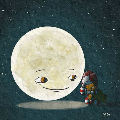 Safe with the moon childrensbookillustrator drawing illustration illustrationart illustrator moon picturebookart