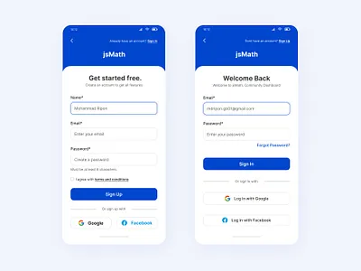 Sign In & Sign Up Screens button clean forgot password form log in mobile app registar screens sign in sign in page sign up signn up page ui ui design ux web design
