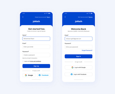 Sign In & Sign Up Screens button clean forgot password form log in mobile app registar screens sign in sign in page sign up signn up page ui ui design ux web design