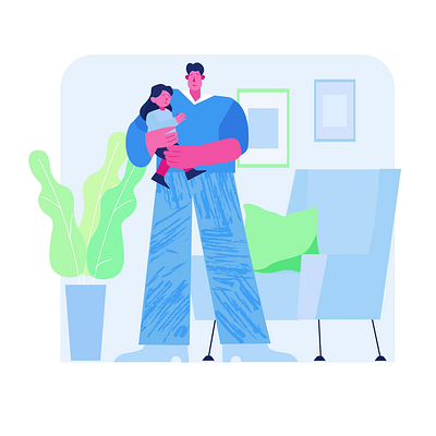 Dad And Child 2D Animation 2d animation child child care dad daughter family family bond family love father fatherhood flat holding child home illustration kid motion parent parenting