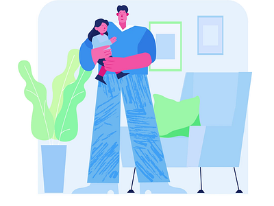 Dad And Child 2D Animation 2d animation child child care dad daughter family family bond family love father fatherhood flat holding child home illustration kid motion parent parenting