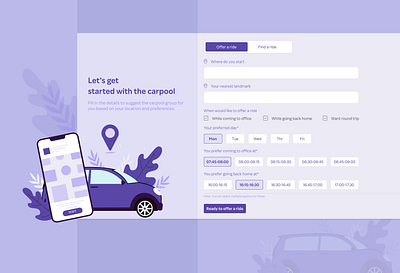 Let's do carpool ! carpool eco go green illustration sustainable ui ui design ux ux design webapp