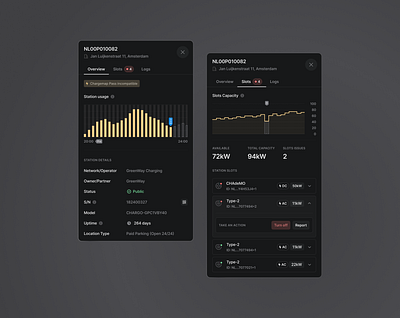 EV Station Capacity Sidebars alerts balasinski battery charts components energy ev ev stations figma management mobility product design sidebar stations ui