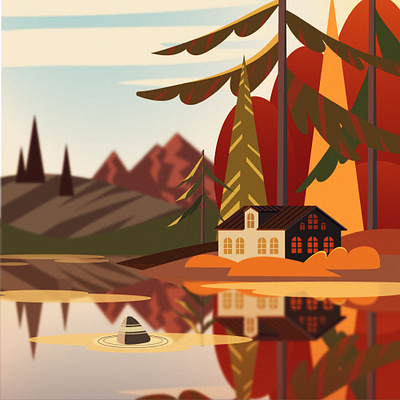 A house in the forest illustration vector