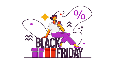 Black Friday Sale 2D Animation 2d advertisement advertising animation black friday digital marketing discount ecommerce flat holiday illustration marketing motion online shopping promotion sale shopping shopping cart shopping girl woman