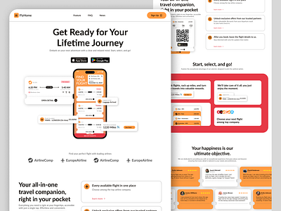 FlyHome - Travel Companion App Website airplane app application design landing page modernui phone plane smartphone trendy ui ux website
