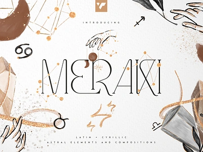 Meraki display font. Free Font alternatives astral creative display handdwrawn handmade lettering ligature magic moon serif thin watercolor zodiac