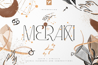 Meraki display font. Free Font alternatives astral creative display handdwrawn handmade lettering ligature magic moon serif thin watercolor zodiac