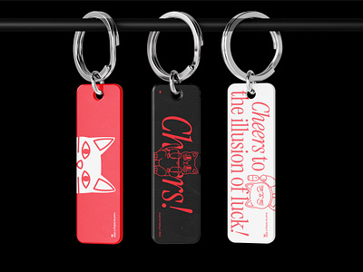 Cheers! Keychains branding graphic design illustration keychains logo maneki neko merch typography visual identity