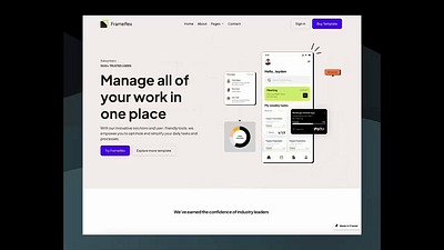 Frameflex - The ultimate Framer template agency animation clean framer home page inspiration lan landing page landing page design modern website no code saas ui ux web design web design inspiration website