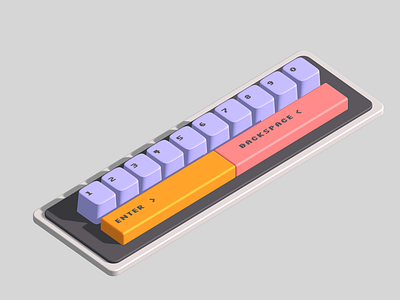 #00-19. 3d Numeric Keyboard 3d design hardware keyboard numbers ui