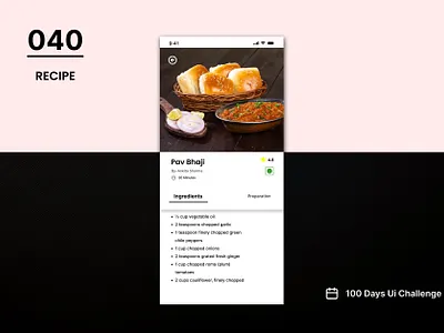 DAY-040 RECIPE 100 days ui 100days 100daysofui appdesign daily ui challenge design figma recipe recipe design recipe ui ui ui design user interface ux